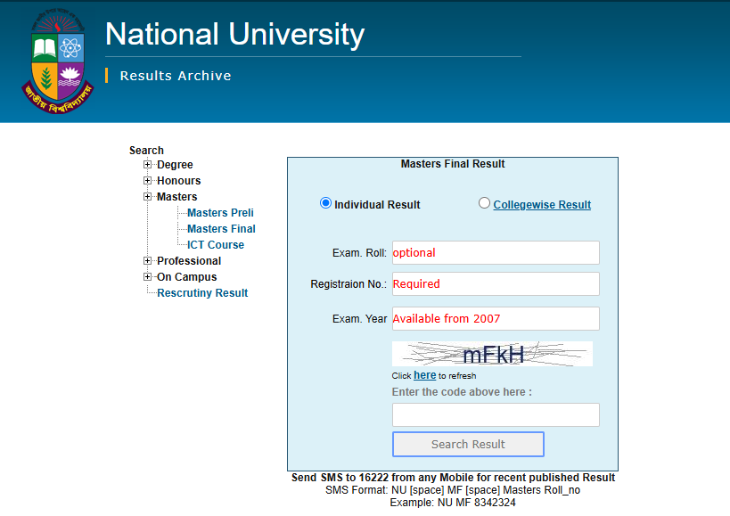 Masters Final Year Result 1