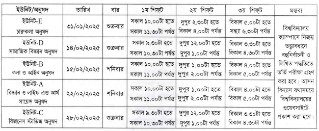 বিশ্ববিদ্যালয় ২০২৪ ২৫ শিক্ষাবর্ষে ভর্তি পরীক্ষার তারিখ ও সময়সূচী