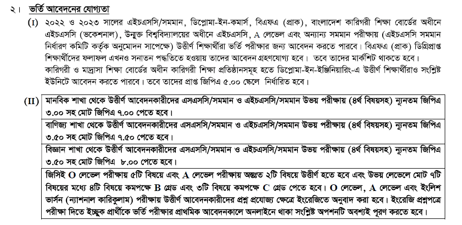 রাজশাহী বিশ্ববিদ্যালয় ভর্তি বিজ্ঞপ্তি ২০২৪-২৫ 2 image
